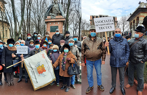 Pensionarii tecuceni protestează