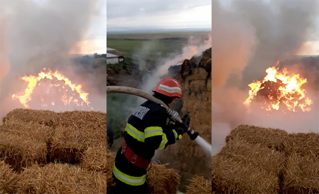 VIDEO: Incendiu devastator în județul Galați. Pompierii s-au luptat contra cronometru