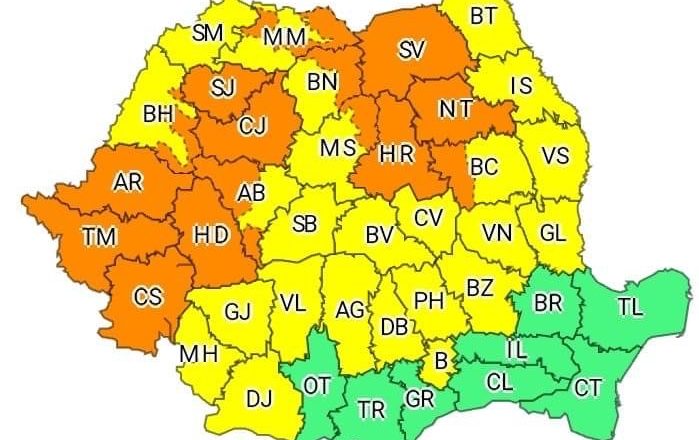 METEO | Cod galben de averse și în județul nostru